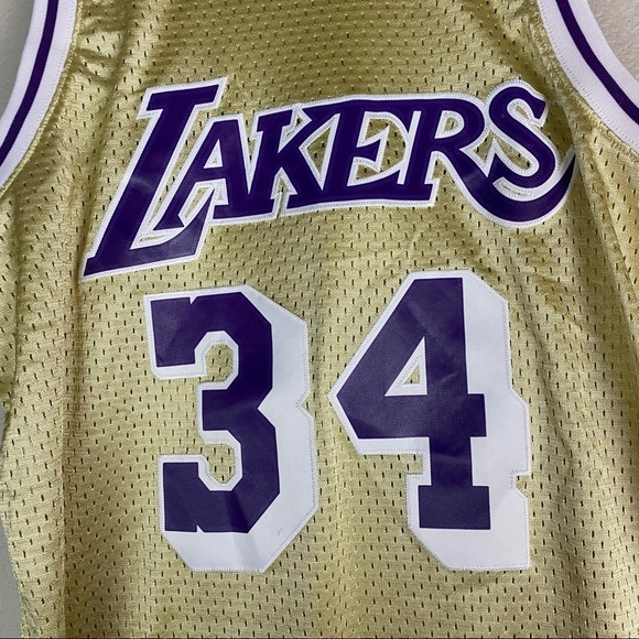 Lakers Shaq O'Neal Swingman 24k Gold Jersey Rare - Picture 4 of 9